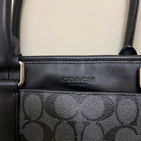 Coach computer bag, black, silver hardware. - Picture 2 of 4